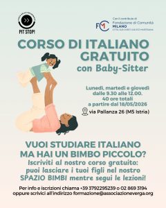 Corso di italiano gratuito con servizio baby sitter a milano