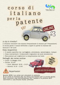 Illustrazione di una vecchia Fiat 500 per il corso di italiano per la patente.